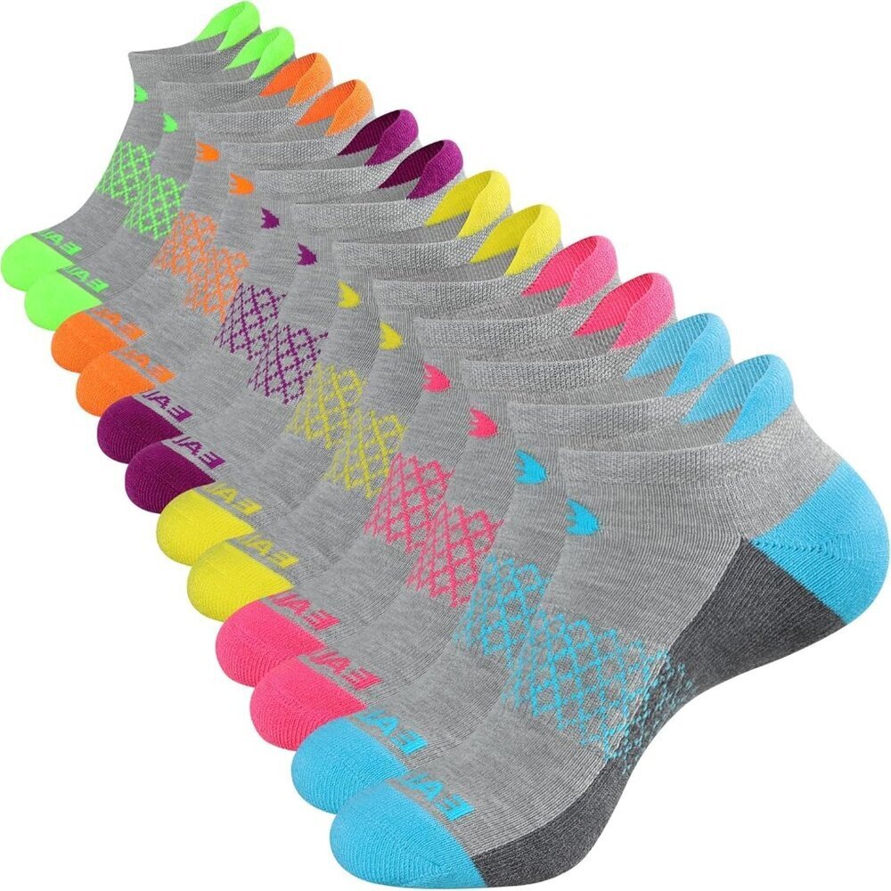 Womens Ankle Socks 6 Pairs Running Athletic Cushioned Sole Socks With Tab